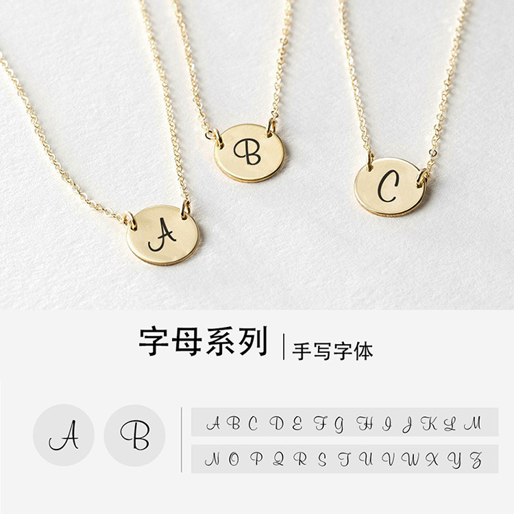 New 316l Titanium Steel Lettering Handwritten Letter Rose Gold Pendant Necklace display picture 2