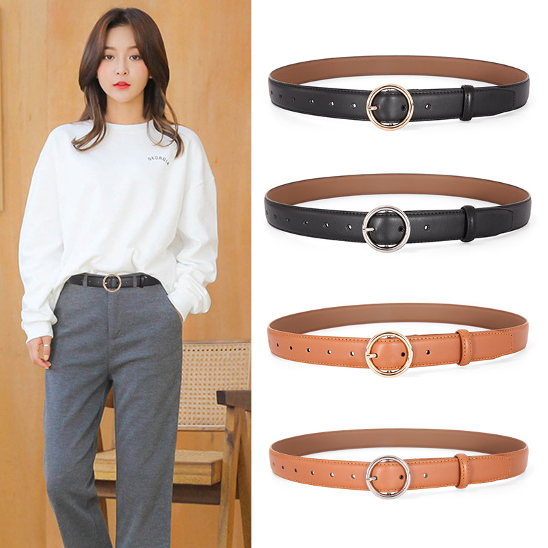 Belt leather pure leather belt female InS style minimalist with jeans with decorative dress Korean male