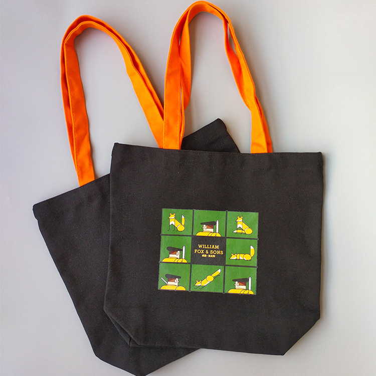 厂家定制 彩色黑色帆布袋加拼接颜色手提 彩色热转印刷定制帆布袋