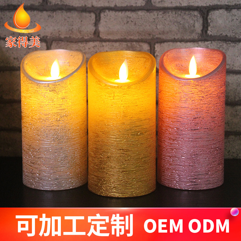 Navidad decoración de lujo oro rosa oro platino metal pintura swing luz de la vela LED fábrica suministro directo