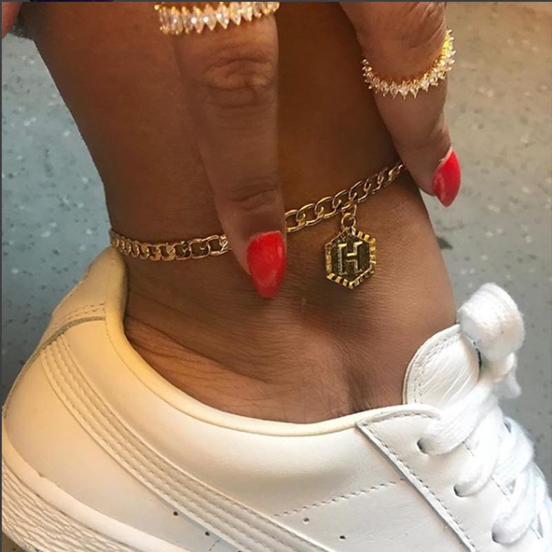 Fashion Wild Simple Letter Pendant Foot Ornament Alloy Uppercase 26 Letter Anklet display picture 20