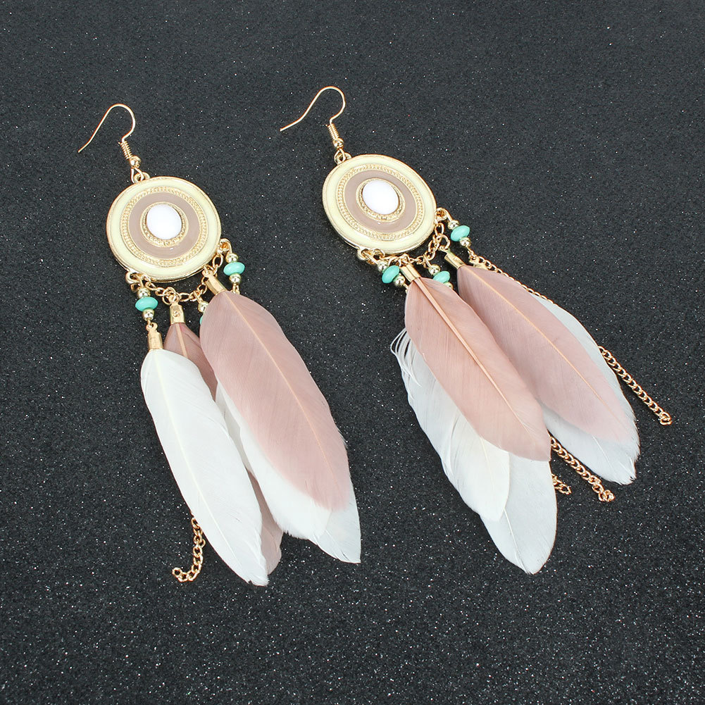 Bohemian Fashion Feather Long Earrings display picture 4