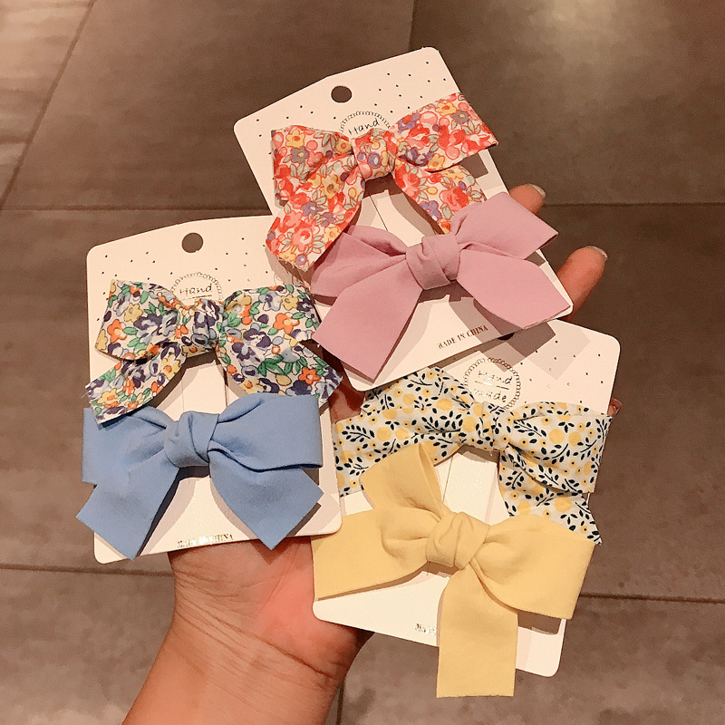 Korea  Floral Bow Hairpin Children's Duckbill Clip Set display picture 5