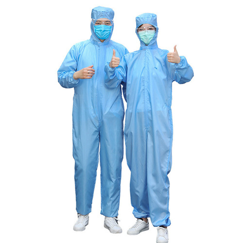 Men's and women's dust-proof and anti-static one-piece striped overalls dust-free and clean spray-painted protective clothing isolation clothing with hood