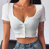 Factory direct selling round neck open navel T-shirt for women