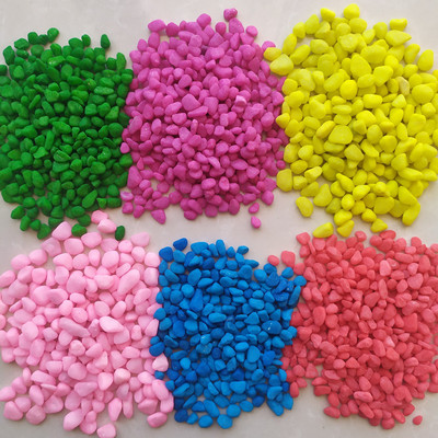 生产五彩石 染色鹅卵石 盆栽多肉铺面鱼缸铺底用彩色石头七彩石