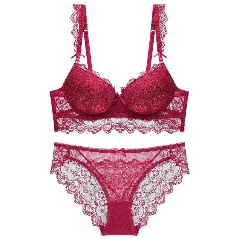 Sexy and sexy bra for Europe and America, adjusting type of bra to lift the submammary breast. Red lace underwear set for the year of the rat 