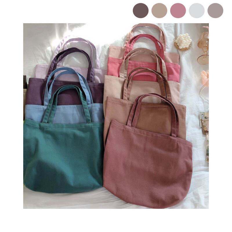Morandi color canvas bag solid color low saturation fresh one-shoulder female student bag simple all-match Morandi color canvas bag solid color low saturation fresh one-shoulder female student bag simple all-match
