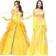 新款萬聖節服裝貝兒公主裙成人美女與野獸貝爾白雪化裝舞會服裝