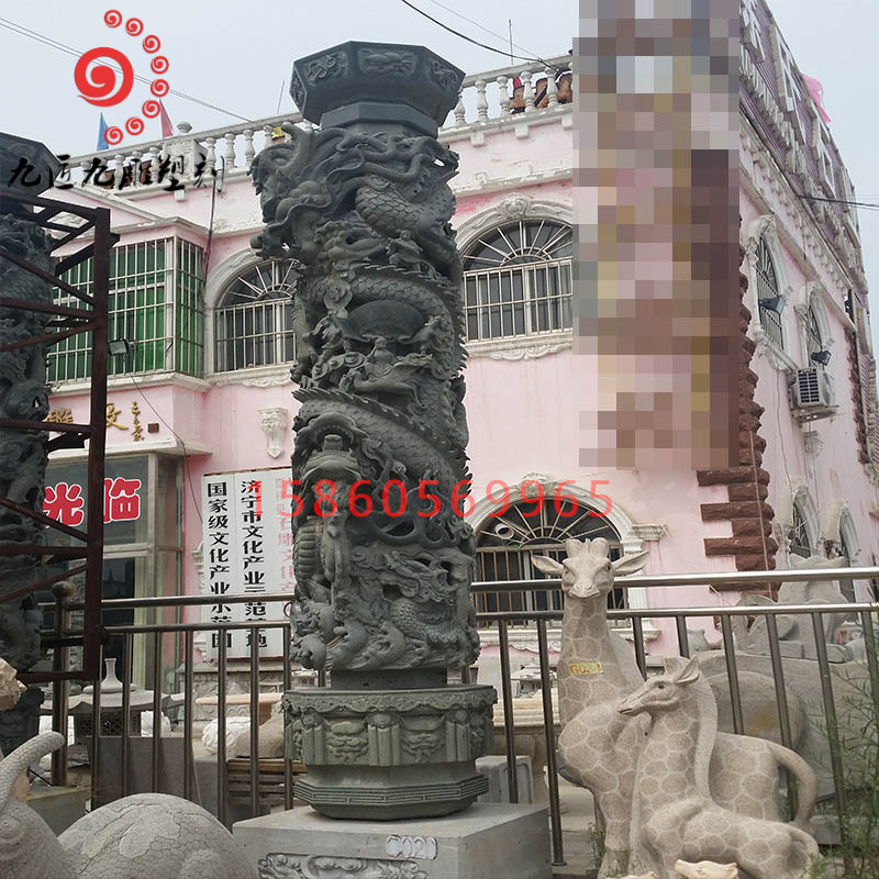 厂家批发寺庙公园景区道观广场中华柱文化柱 花岗岩莲花围绕盘龙