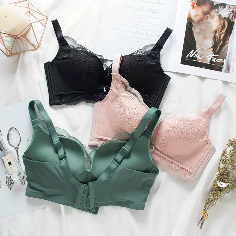 Wireless push-up bra for women, lace detail, sizes 32–40 (A–C), medium and thin cups