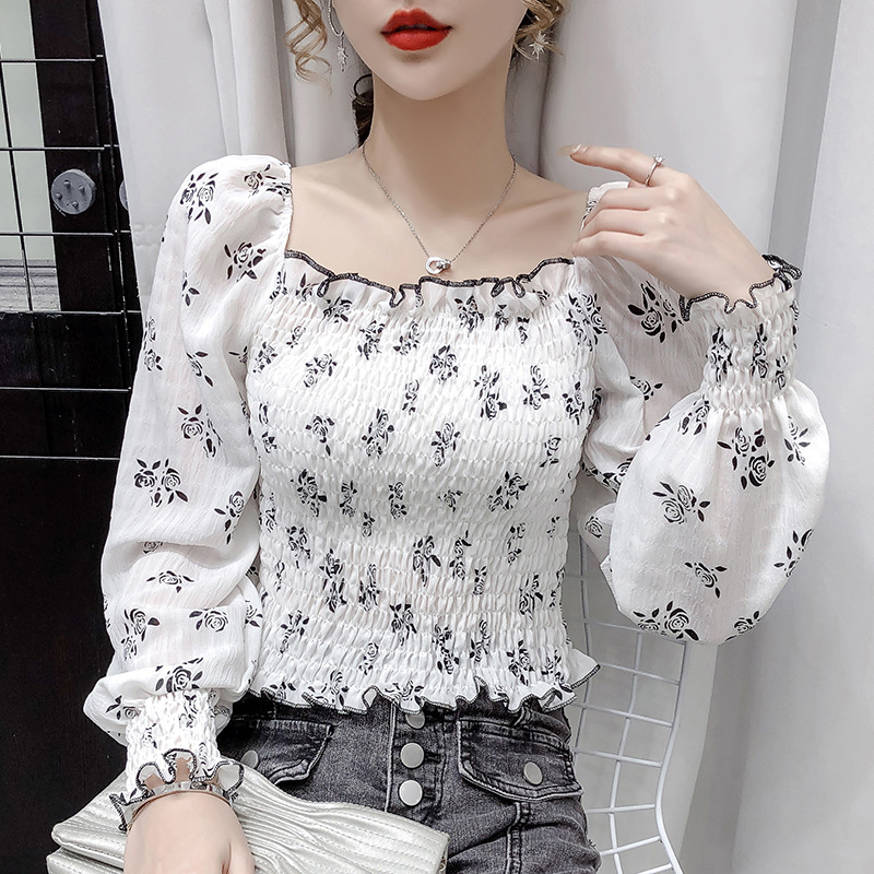 一件代发女装2021春秋装新款雪纺衫衬衫女长袖修身上衣女实拍7816|ms