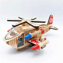 儿童木质仿真战狼直升机飞机模型玩具批发男孩小礼品桌面工艺摆件