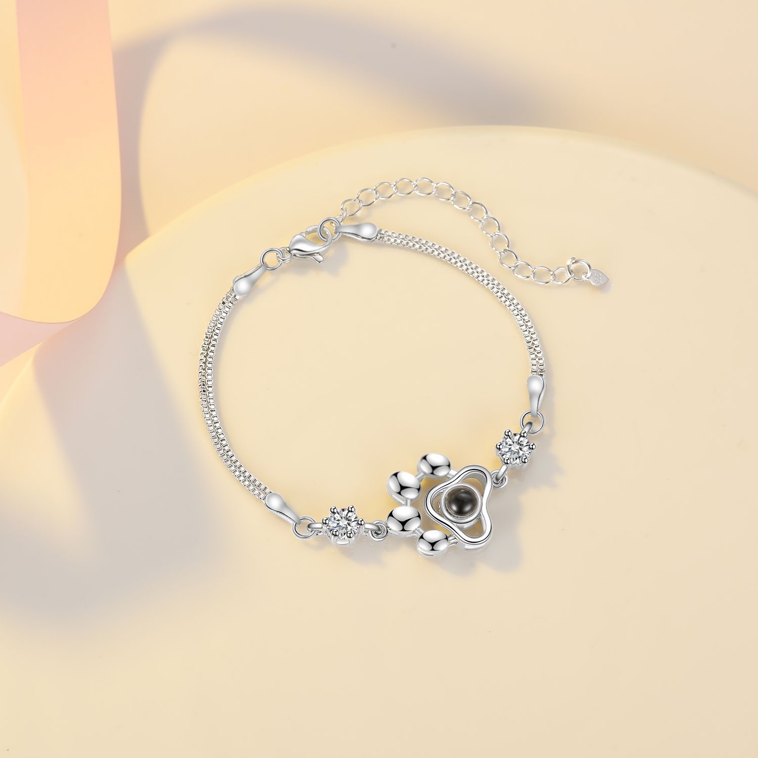 Fashion Dogu0027s paw Copper Plating Hollow Out Inlay Zircon Bracelets 1 Piece