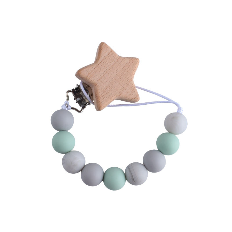 Nueva Haya estrella de cinco puntas chupete clip bebé DIY creativo cadena chupete de silicona de dibujos animados Beech Toy teether