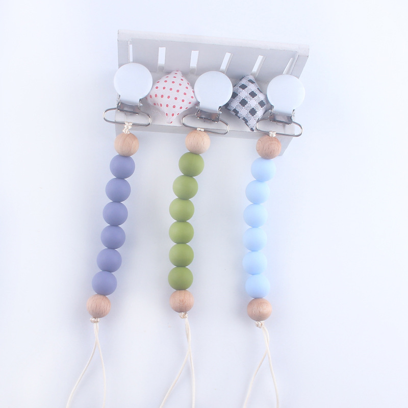 Bebé silicona chupete cadena perlas de silicona chupete clip cadena mordedor amoladora anti-gota cadena anti-perdido cadena