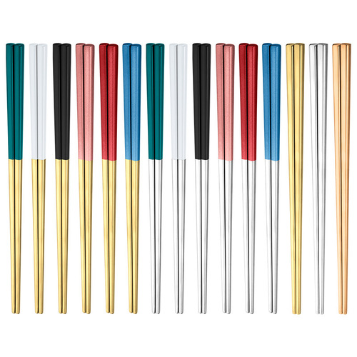 304 stainless steel chopsticks, alloy square chopsticks, non-slip, hotel public chopsticks, metal tableware, heat-insulated Chinese-style plating