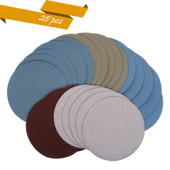Cross-border supply 25-piece set 5-inch paper-based sanding sandpaper polishing dry grinding sandpaper sanding flock sandpaper wholesale