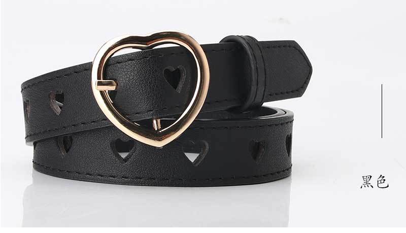 63g Weight Alloy Material Heart, Solid Color Pattern Women'S Gender Basic Style Khaki, Coffee, White, Pink, Red, Green, Camel, Black Color Simple Wild Love Hollow Belt Ladies Pin Buckle Jeans Belt Wholesale 10