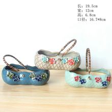 批发陶瓷手工捏花多肉花盆 韩式多肉植物花盆 花盆多肉 1122