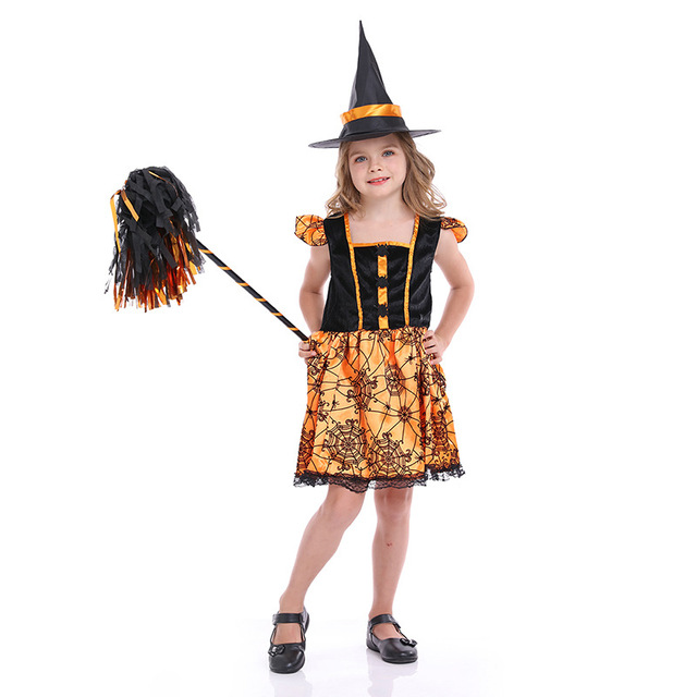 Children’s Costume Girls cos Witch Pumpkin Princess Spider Bat Costume Witch Hunter show Costume