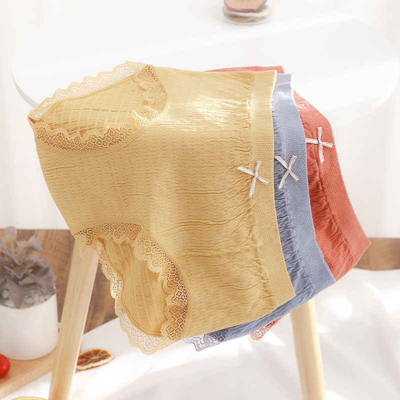 [Independent] seamless bubble pants oxygen panties waist ladies breathable graphene cotton crotch lace triangle