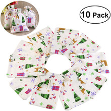 现货/圣诞小鹿糖果袋 印花束口礼品包装棉麻布袋子现货