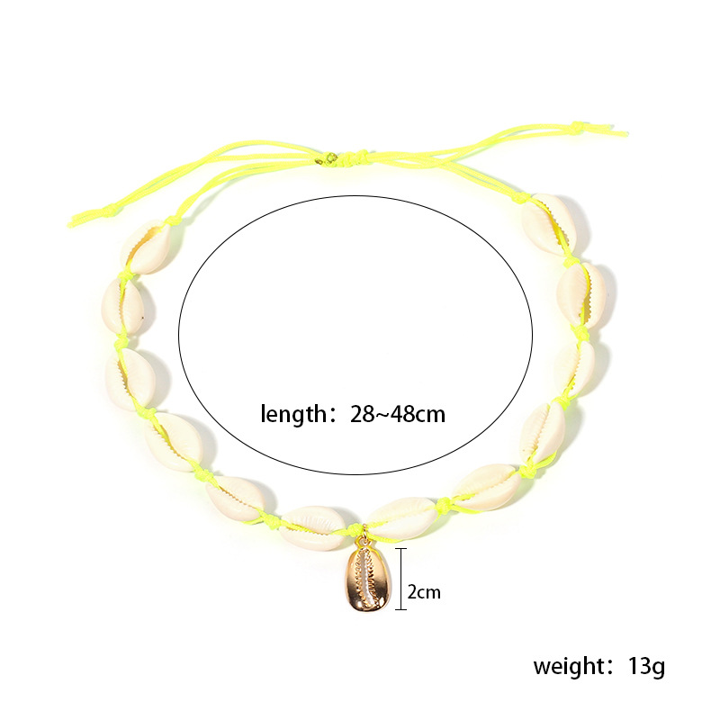 15g Weight Necklace Classification Wedding, Travel Occasion Women'S Gender Pink, Yellow, Black Color Hot Selling Fashion Temperament Candy Color Fluorescent Shell Necklace 无
