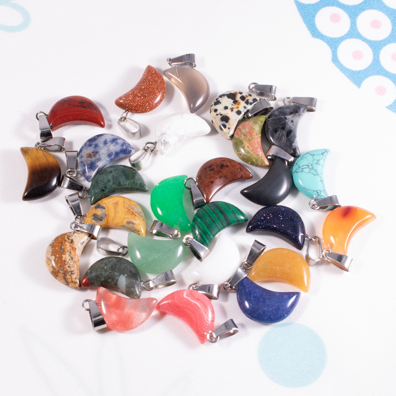 Fábrica al por mayor natural Rosa piedra Luna COLLAR COLGANTE DIY joyería haciendo pendientes accesorios de la joyería en stock