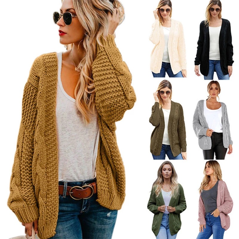 (2개) 가을 겨울 유럽과 미국의 대외 무역 니트 스웨터 AMAZON 두꺼운 실 풀오버 가디건 스웨터 가공 및 도면 및 샘플에 따른 맞춤화