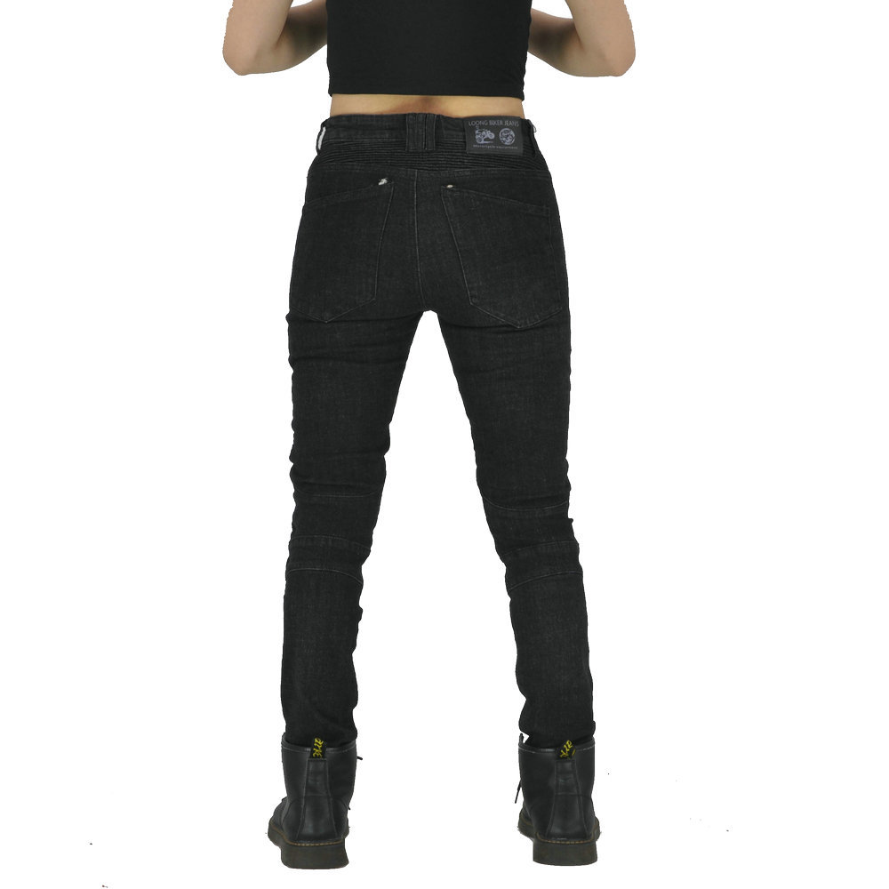 LOONG BIKER motocicleta jeans retro slim Mujer motocicleta pantalones Harley estilo montar a prueba de caídas