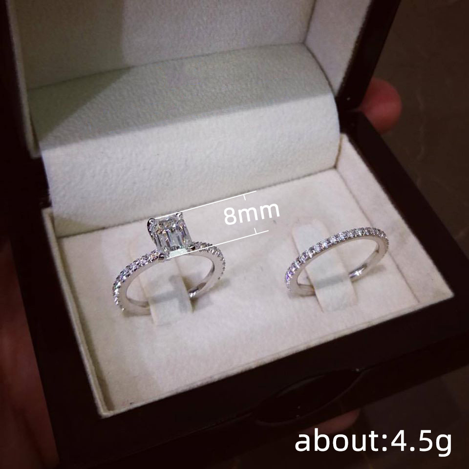 Exquisites Damen Ring Set Mit Quadratischem Kristall Für Schmuck_voghion.com