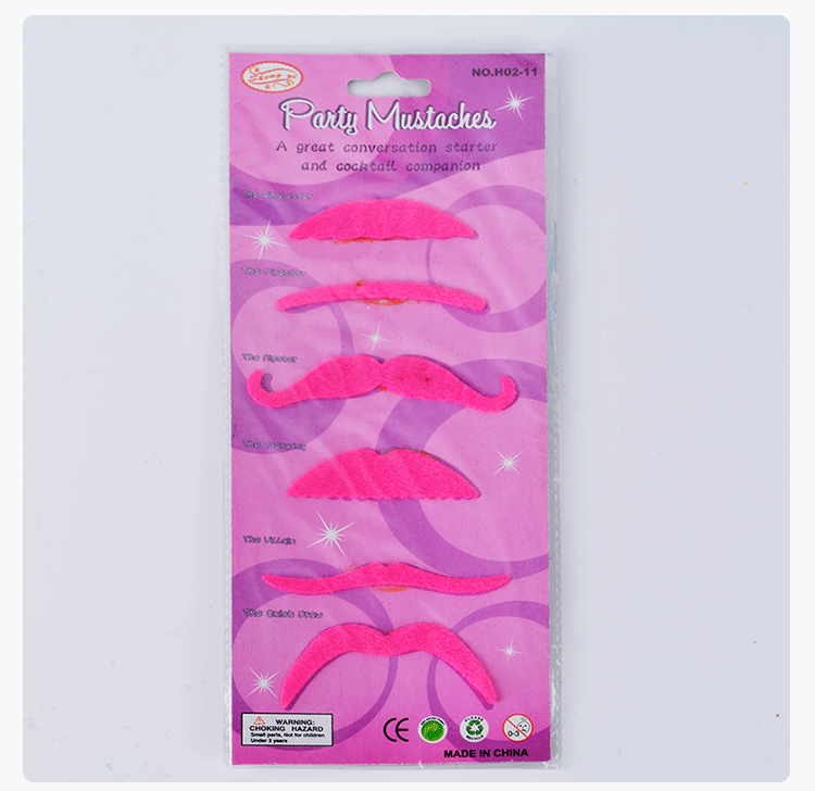 Cross-border foreign trade export Halloween costume party props simulation: Black gentleman's beard, pink lady's fine beard detail image 3