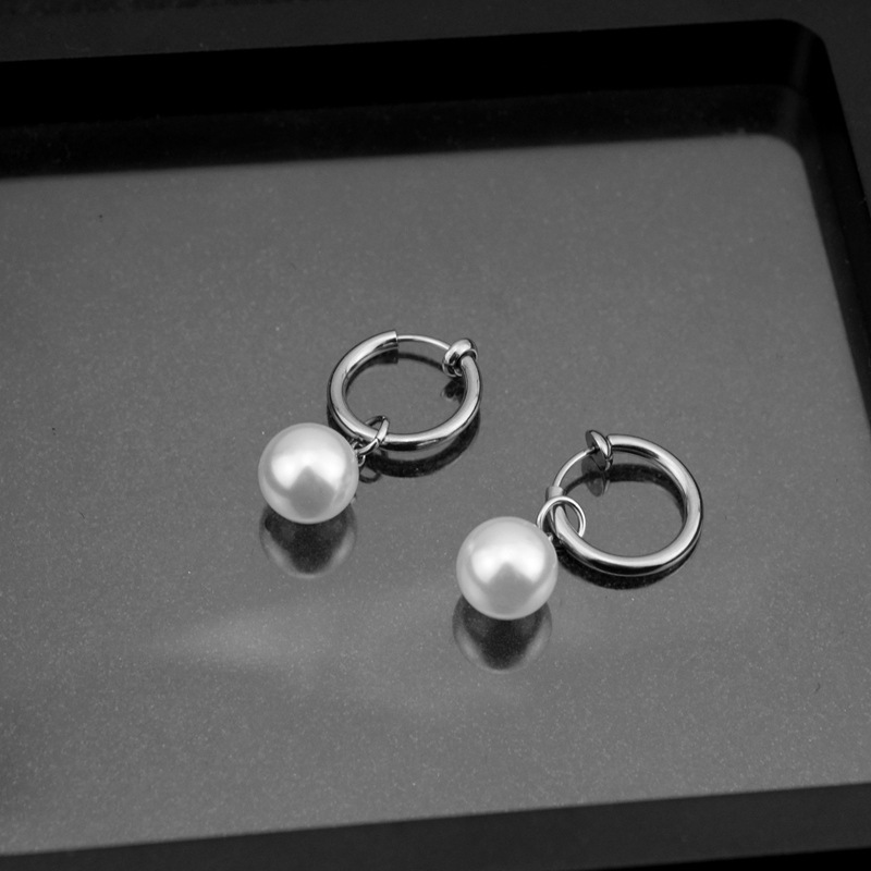 10g Weight Drop Earrings Classification 1 Pair Quantity Holiday, Daily Occasion Stainless Steel Material Pearl Pattern Unisex Gender Polishing Design Simple Style Style 1 Pair Simple Style Pearl Polishing Stainless Steel Drop Earrings 17