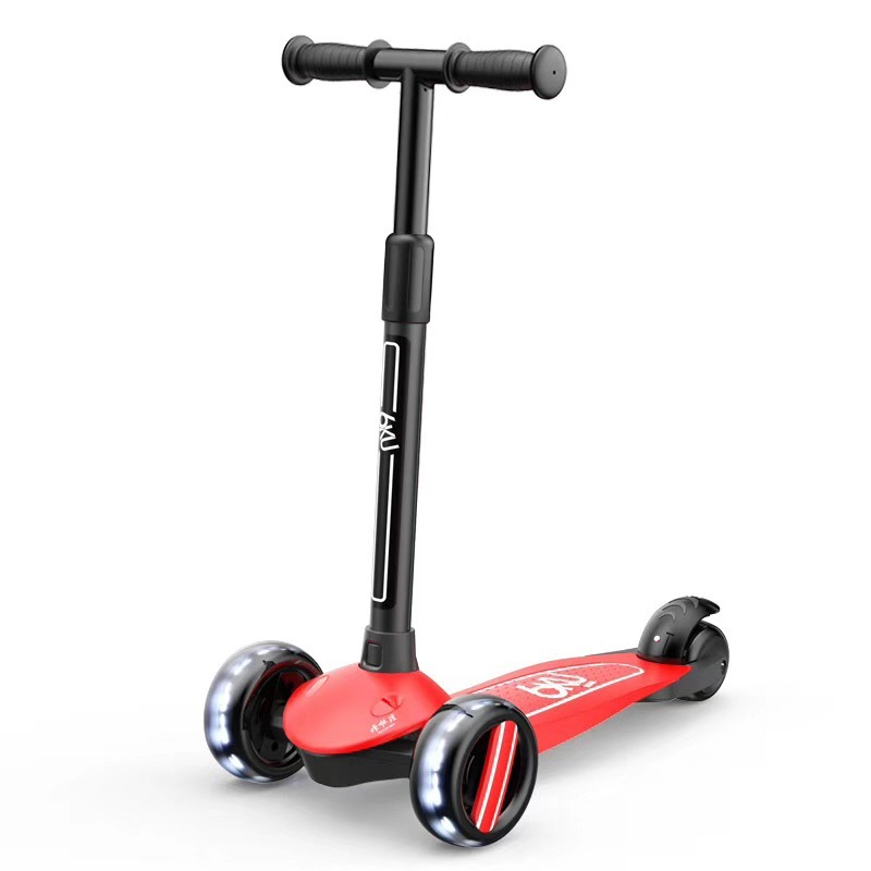 Hot sale aluminum alloy nylon detachable one-word luminous wheel 3 wheels 2-8 years old meter high children's scooter