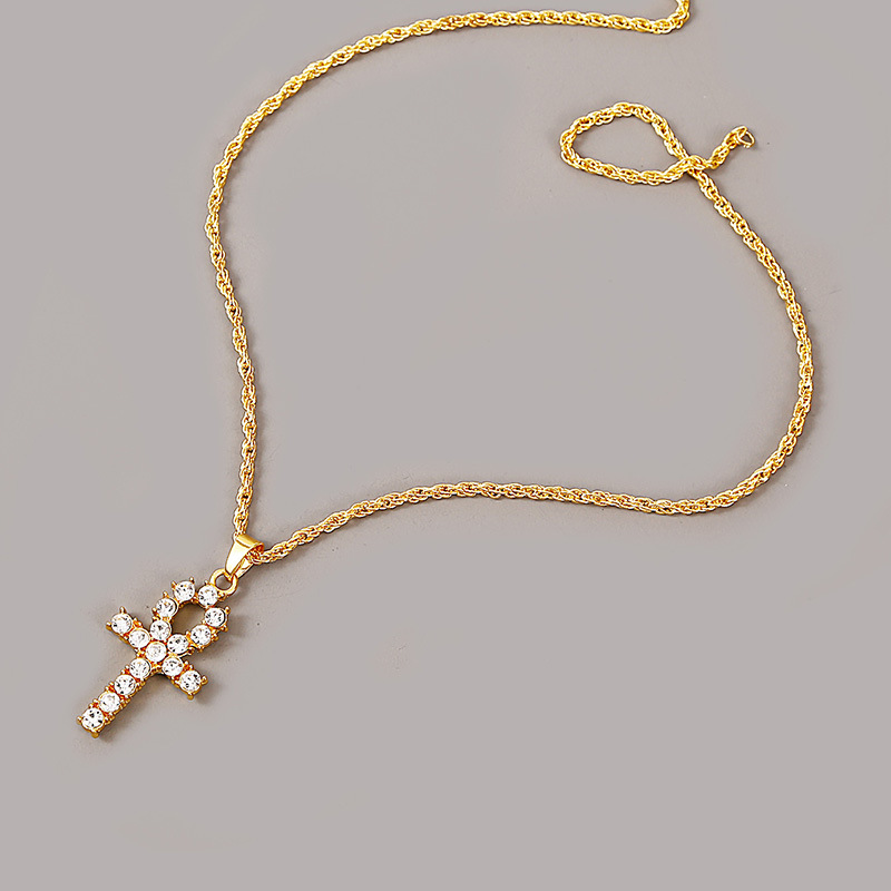 Korean Creative Simple Rhinestone Long Cross Necklace Hip-hop Pendant Jewelry Wholesale Nihaojewelry display picture 6