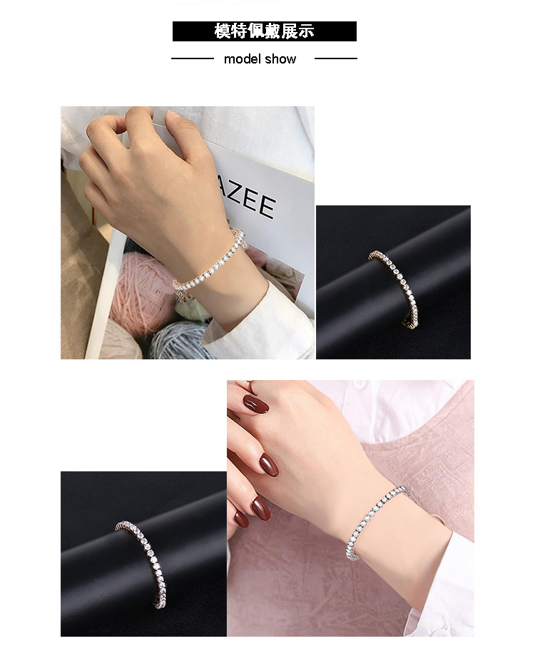 classic tennis golden bracelet stainless steel with zircon