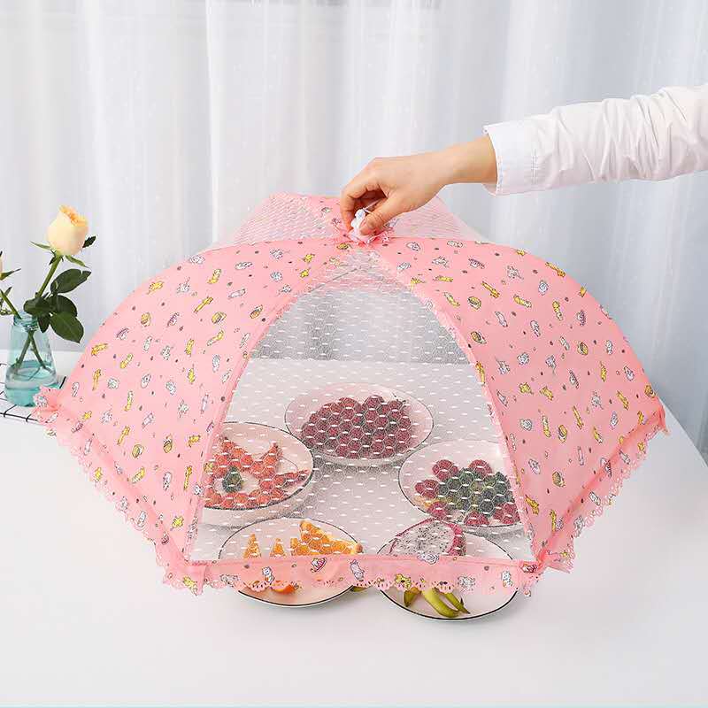 饭菜罩餐桌盖菜罩防苍蝇家用食物套罩可折叠拆洗遮剩菜伞防尘防蚊|ms