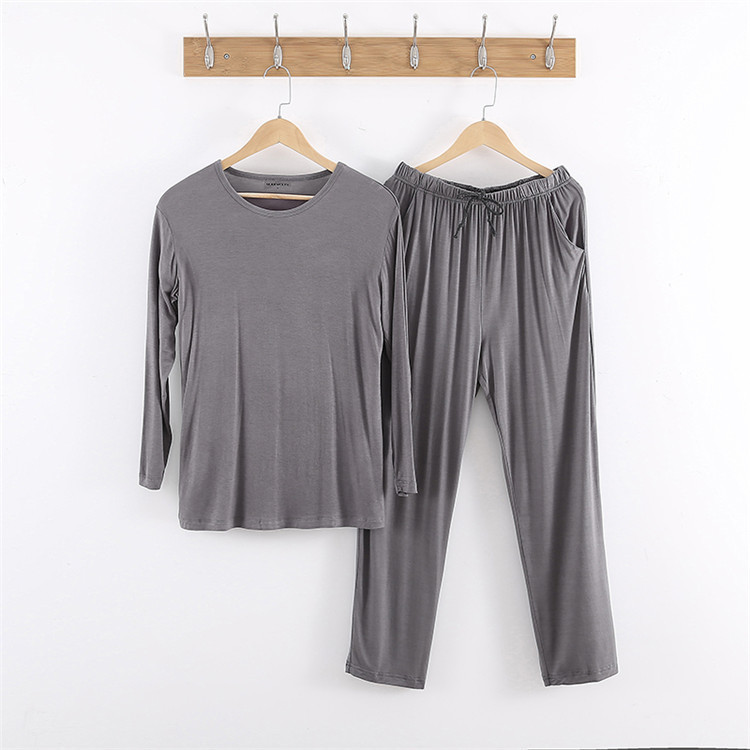 Summer and Autumn Men's Long-Sleeved Long Pants Modal Suit Plus Size 150kg Loungewear Large Size Loungewear