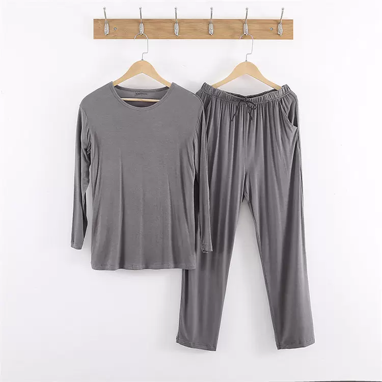 夏秋男长袖长裤莫代尔套装加肥大码300斤穿运运家居服大码家居服