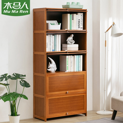simple and easy bookshelf Bookcase partition Locker to ground solid wood multi-storey dormitory student children a living room combination cabinet