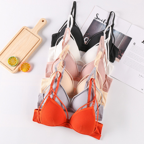 Underwear Women's Thin Breathable Sexy Suspender Beautiful Back Wrapped Breast Small Breast Gathering Student All-in-one Wireless Bra