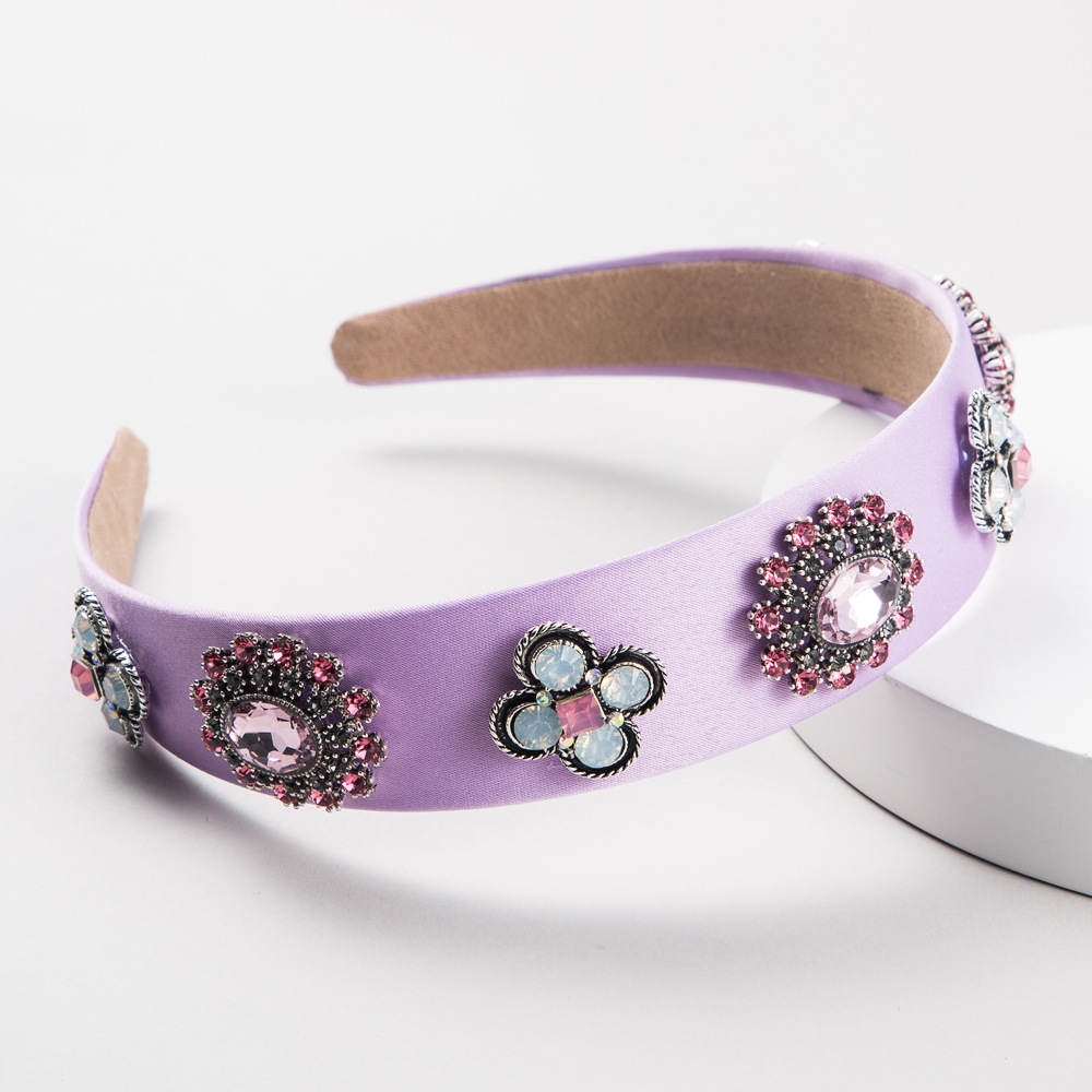 Europäischer Und Amerikanischer Mode Mehrfarbiger Stoff Mit Strass Mehr Schicht Iger Glas Diamant Stirnband Damen Frühling Und Sommer Blumen Stirnband Helle Kopf Bedeckungen display picture 9