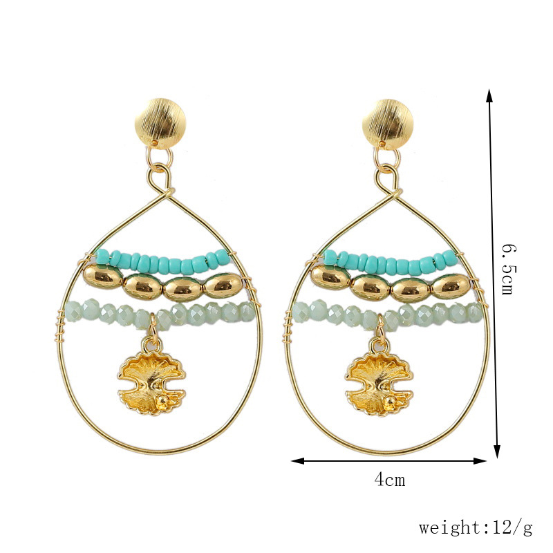 Bohemian Shell Hand-woven Rice Bead Earrings  Creative Round Earrings Jewelry Nihaojewelry Wholesale display picture 9