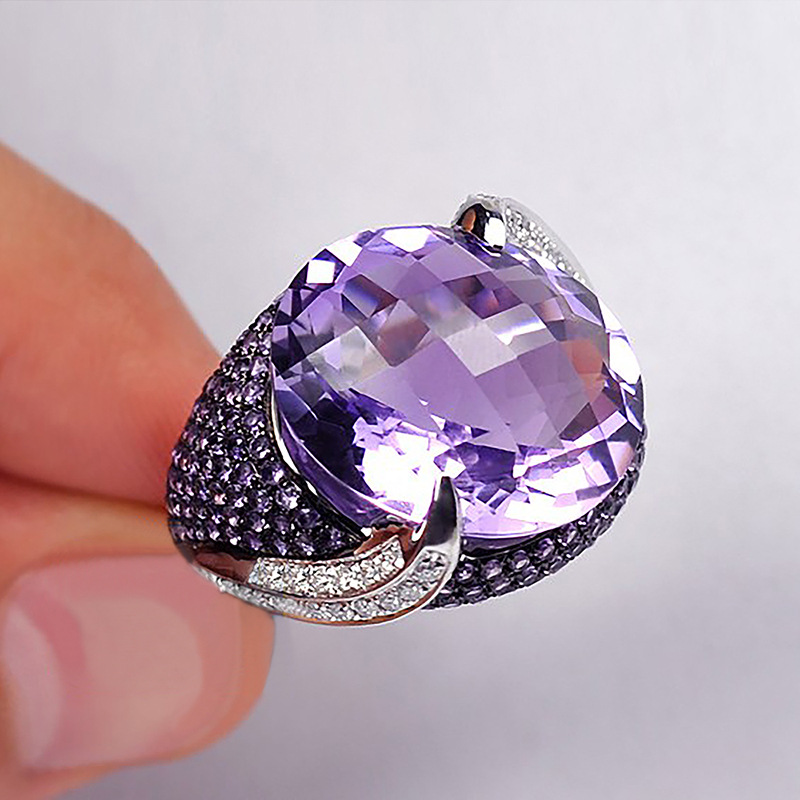 New Classic Versatile Purple Zircon Ladies Copper Ring Jewelry Wholesale display picture 1
