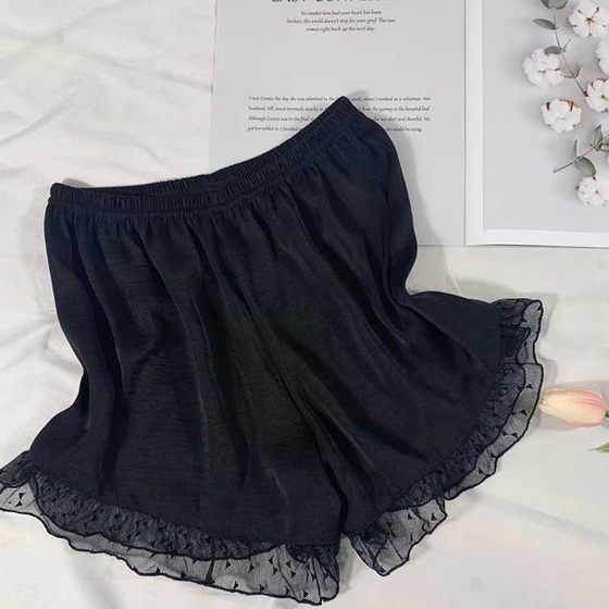 Sea Island Silk Safety Pants Women's Anti-miscellany Outerwear Internet Celebrity Leggings Lace Silk Satin Loose Large Size