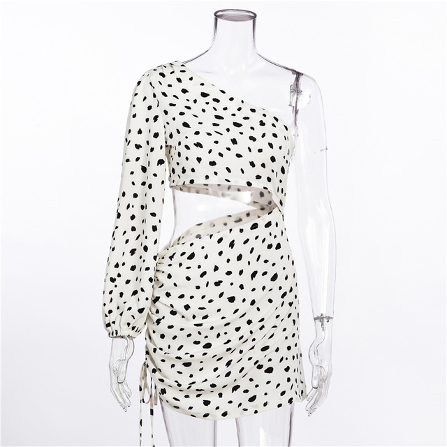 Summer Polka Dot short shoulder top two piece fashion drawstring Pleated Skirt Set