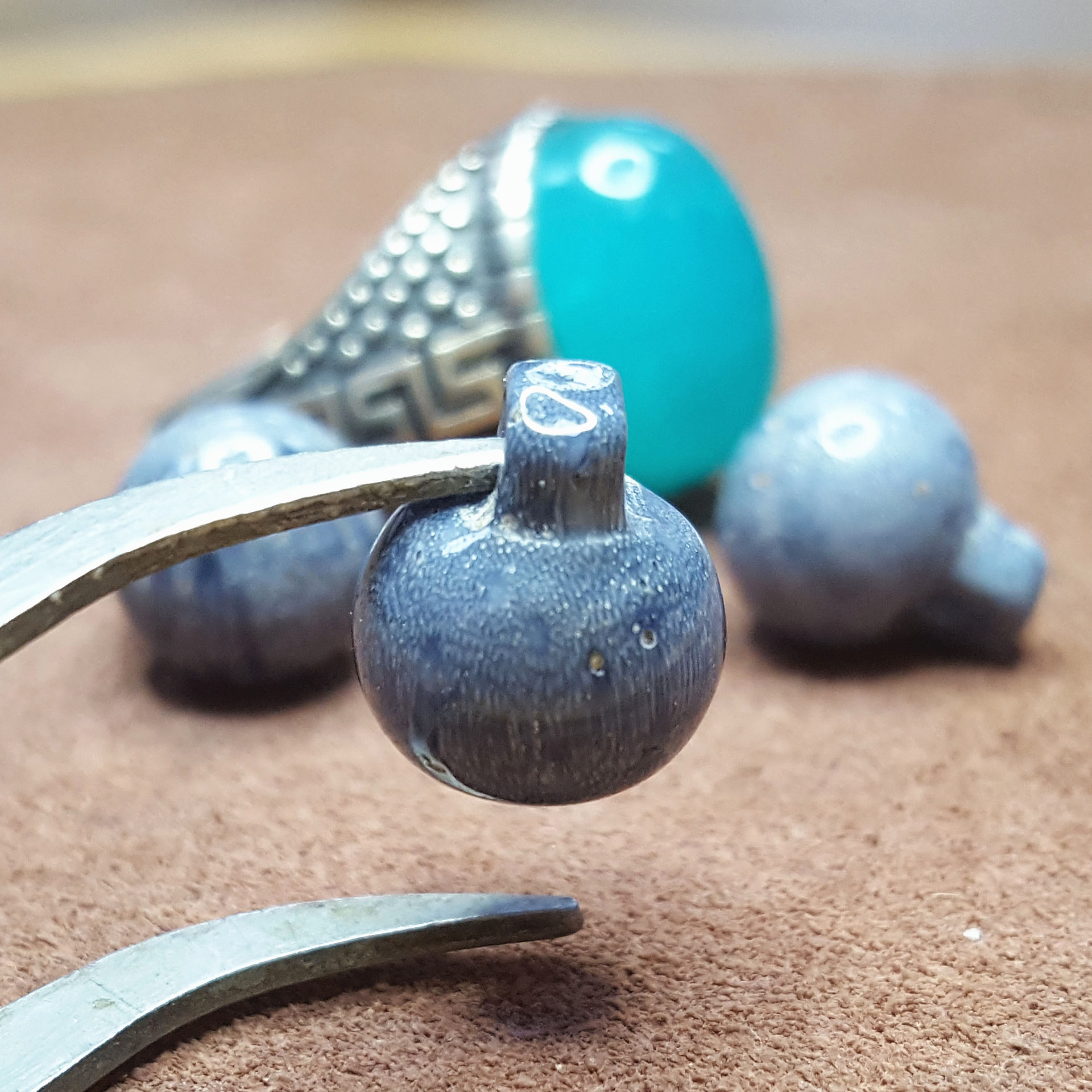 天然蓝珊瑚脚扣真宝石纽扣DIY个性旗袍唐装扣创意中国风扣头