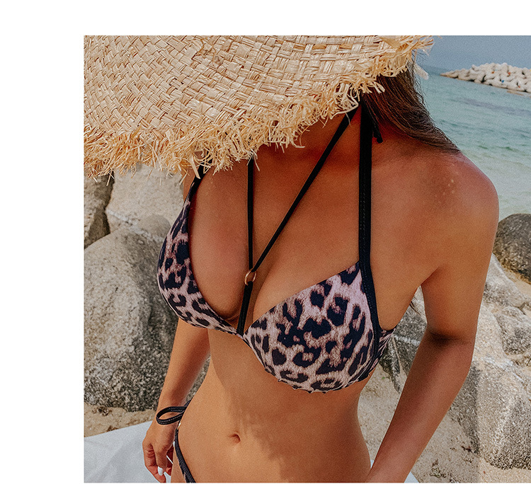 new sexy leopard bikini three-point small chest gathered two-piece split swimwear NSHL3950