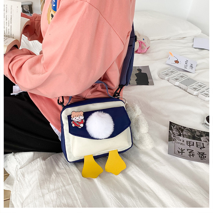 Creative and personalized duck-butted single-shoulder small square bag for women 2021 cross-border bag canvas mobile phone coin purse undefined